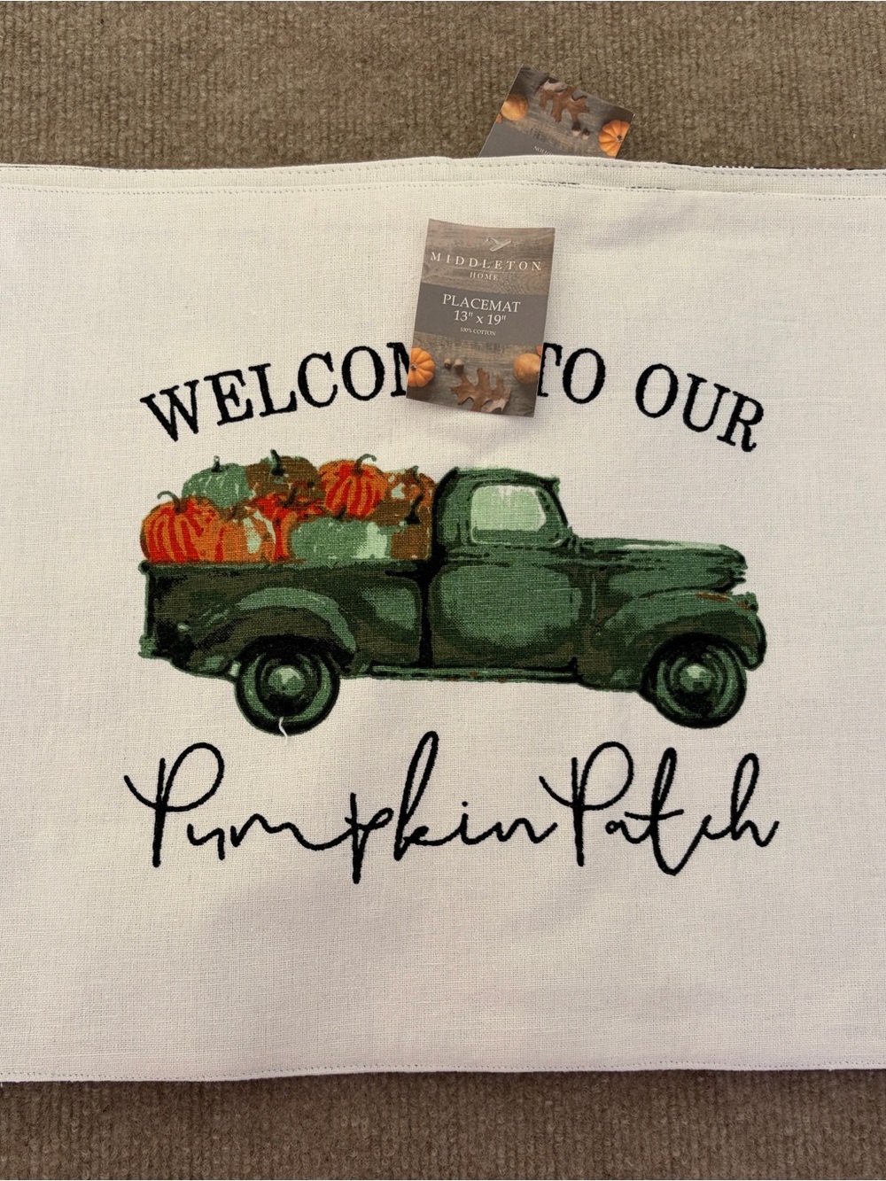 Green Truck Pumpkin Patch Placemats reversible set of 4